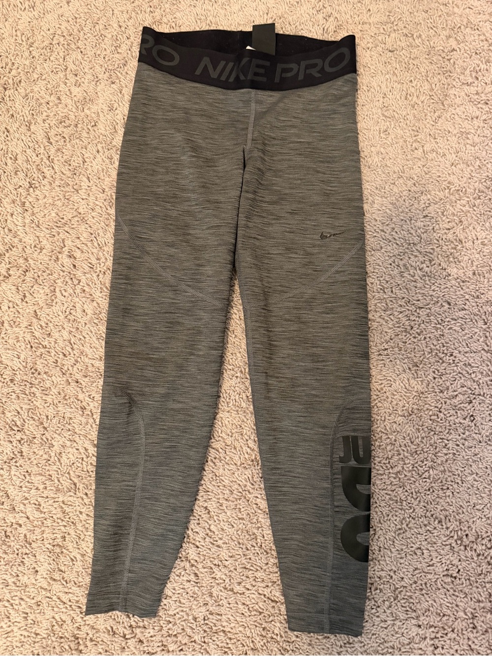 Nike Gray/Black Pro Compression Leggings
